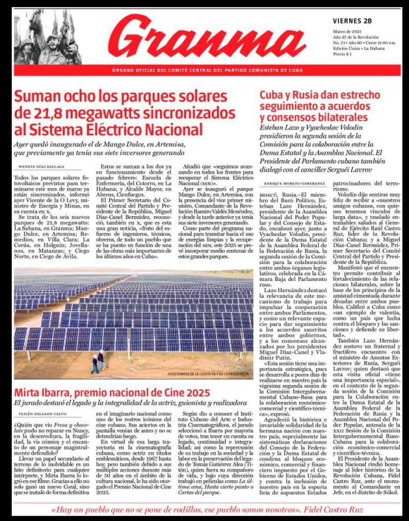 Qué trae la prensa cubana, viernes 28 de marzo de 2025