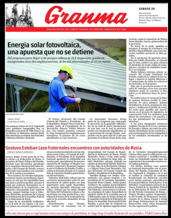 Qué trae la prensa cubana, sábado 29 de marzo de 2025